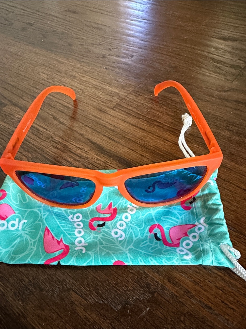Goodr Orange Mirrored Lens Sunglasses with Blue Reflective Lenses -